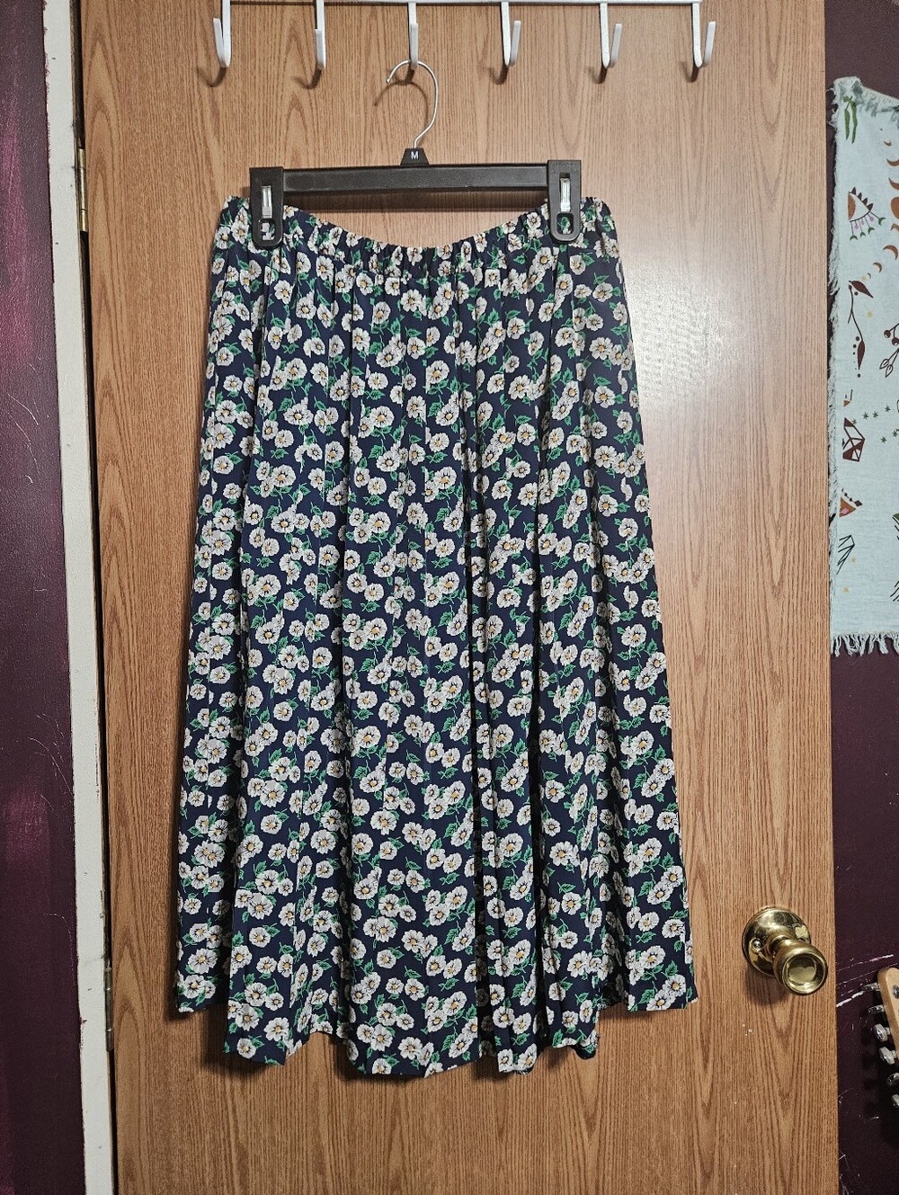 Vintage Leslie Faye Retro Pleated Peasant Floral Skirt Size 18 Pull On!